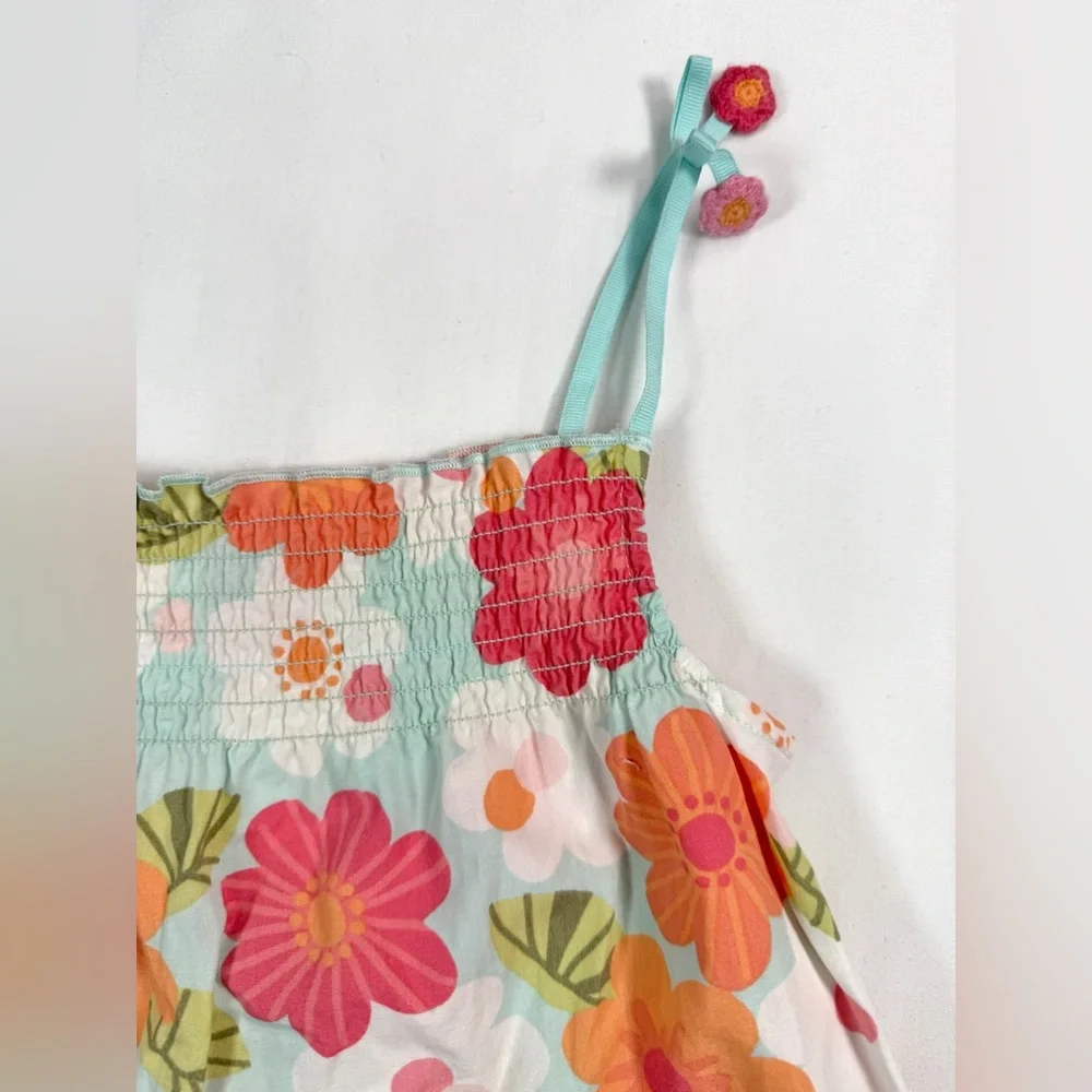 GYMBOREE Girls' Tropical Garden Smocked Floral Tie‎ Tank Top Bloomcore Size 7
